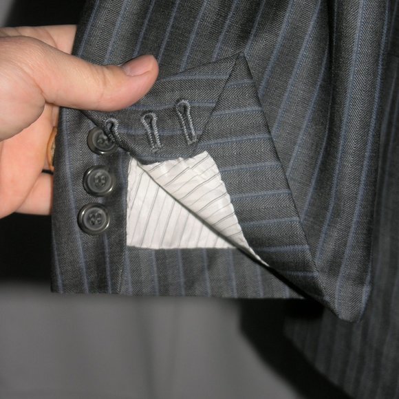 David August Bespoke Gray Yacht Striped Two Button Suit Jacket 44L - Picture 9 of 11